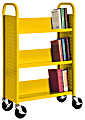 Sandusky® Book Truck, Single-Sided With 3 Sloped Shelves, 46"H x 28"W x 14"D, Yellow