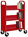 Sandusky® Book Truck, Single-Sided With 3 Sloped Shelves, 46"H x 32"W x 14"D, Red