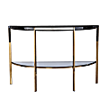 SEI Cortinada Demilune Console Table, 29"H x 44"W x 17"D, Black/White/Gold 1 thumbnail image