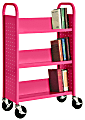 Sandusky® Book Truck, Single-Sided With 3 Sloped Shelves, 46"H x 32"W x 14"D, Pink 1 thumbnail image