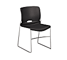 HON® Olson Stacker® Polyurethane Seat, Polymer Back Stacking Chair 17" Seat Width, Lava Seat/Chrome Frame, Quantity: 4