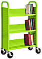 Sandusky® Book Truck, Single-Sided With 3 Sloped Shelves, 46"H x 32"W x 14"D, Lime Green