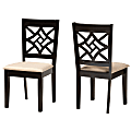 Baxton Studio Nicolette Fabric Dining Chairs, Sand/Dark Brown, Set Of 2 Dining Chairs