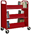 Sandusky® Book Truck, Double-Sided With 6 Sloped Shelves, 46"H x 39"W x 19"D, Red