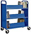 Sandusky® Book Truck, Double-Sided With 6 Sloped Shelves, 46"H x 39"W x 19"D, Blue