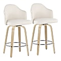 LumiSource Ahoy Fabric Counter Stools, Cream/Chrome/Natural, Set Of 2 Stools 1 thumbnail image