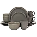 Gibson Home 16-Piece Siam Stoneware Dinnerware Set, Warm Gray