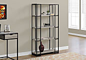 Monarch Specialties 62"H 4-Shelf Contemporary Metal Bookcase, Dark Taupe/Black