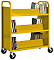Sandusky® Book Truck, Double-Sided With 6 Sloped Shelves, 46"H x 39"W x 19"D, Yellow