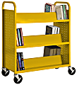 Sandusky® Book Truck, Double-Sided With 6 Sloped Shelves, 46"H x 39"W x 19"D, Yellow 1 thumbnail image