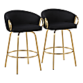 Lumisource Claire Counter Stools, Black/Gold, Pack Of 2 Stools