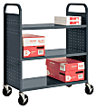 Sandusky® Book Truck, Double-Sided With 3 Flat Shelves, 46"H x 39"W x 19"D, Charcoal