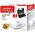 Cocina Criolla Flat Sandwich Maker, 3-1/4”H x 8-1/8”W x 9-1/8”D, White 1 thumbnail image