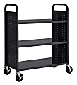 Sandusky® Book Truck, Double-Sided With 3 Flat Shelves, 46"H x 39"W x 19"D, Black