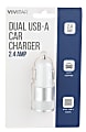 Vivitar Dual USB-A Car Charger, White, NIL6001-WHT-STK-24