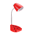 LimeLights Gooseneck Organizer Desk Lamp, Adjustable Height, Red Shade/Red Base