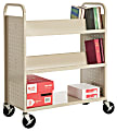 Sandusky® Book Truck, Double-Sided With 1 Flat/4 Sloped Shelves, 46"H x 39"W x 19"D, Putty