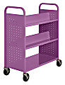 Sandusky® Book Truck, Double-Sided With 1 Flat/4 Sloped Shelves, 46"H x 39"W x 19"D, Grape