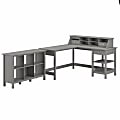 Bush Furniture Broadview 60"W L-Shaped Computer Desk With Desktop Organizer And 6-Cube Bookcase, Modern Gray, Standard Delivery