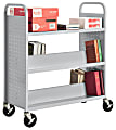 Sandusky® Book Truck, Double-Sided With 1 Flat/4 Sloped Shelves, 46"H x 39"W x 19"D, Dove Gray