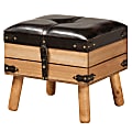 Baxton Studio Amena Storage Ottoman, 14-5/8”H x 15-3/4”W x 13-7/16”D, Dark Brown/Oak 1 thumbnail image