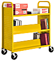 Sandusky® Book Truck, Double-Sided With 1 Flat/4 Sloped Shelves, 46"H x 39"W x 19"D, Yellow