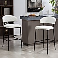 Glamour Home Bennett Upholstered Fabric Barstools With Backs, White/Black, Set Of 2 Stools 1 thumbnail image