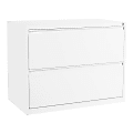 Office Star™ 35-1/2"W x 19-3/4"D Lateral 2-Drawer File Cabinet With Core-Removable Lock & Adjustable Glides, White