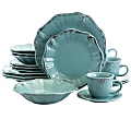 Elama Fleur De Lys 20-Piece Dinnerware Set, Turquoise