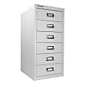 Bisley 15"D Vertical 6-Drawer Under-Desk Storage Cabinet, Metal, Light Gray