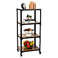 Mind Reader Woodland Collection Rolling 4-Tier Utility Cart , Wood and Metal, 39" H x 12" W x 17-17/20" D, Black