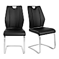 Eurostyle Lexington Side Chairs, Black/Brushed Steel, Set Of 2 Chairs