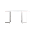 Eurostyle Legend Rectangle Dining Table, 30”H x 66”W x 36”D, Brushed Steel/Clear