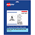 Avery® Durable Removable Labels With Sure Feed®, 94513-DRF8, Round, 3" Diameter, White, Pack Of 48 1 thumbnail image