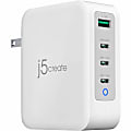 j5Create 130W GaN USB C 4 Port Charger, White/Gray, JUP43130 1 thumbnail image