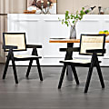 Glamour Home Bardot Wooden Dining Accent Chairs, Black, Set Of 2 Chairs