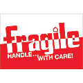 Tape Logic® Preprinted Labels, DL1054, Fragile — Handle With Care 2—Tone, Rectangle, 2" x 3", Red/White, Roll Of 500