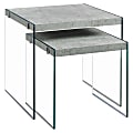 Monarch Specialties Quinn Nesting Tables, 19-3/4"H x 19-3/4"W x 19-3/4"D, Gray Cement, Set Of 2 Tables