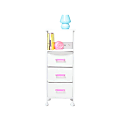 Dormify Sutton Charging 3-Drawer Cart on Wheels, Hot Pink