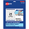 Avery® Print-To-The-Edge TrueBlock® Labels With Sure Feed®, 94061-TWMP50, Oval Scalloped, 1-1/8" x 2-1/4", Matte White, Pack Of 1050 1 thumbnail image