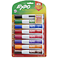 EXPO® Magnetic Dry Erase Markers With Eraser, Chisel Tip, Assorted Ink Colors, Pack Of 8