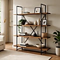 Glamour Home Ailis 75"H 4-Shelf Etagere Bookcase, Brown 1 thumbnail image