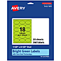 Avery® Printable Labels With Sure Feed® Technology, 94051-BGP20, Oval, 1-1/2" x 2-1/2", Matte Bright Green, Pack of 360 1 thumbnail image