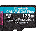 Kingston Canvas Go! Plus SDCG3 128 GB Class 10/UHS-I (U3) microSDXC - 170 MB/s Read - 90 MB/s Write - Lifetime Warranty