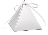 Taylor Party/Event And Ceremony Pyramid Treat/Favor Boxes, 3" x 3-1/2", White Shimmer, Pack Of 25 Boxes