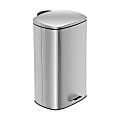 Honey Can Do Rectangular Stainless Steel Step Trash Can With Lid, 40L, Silver