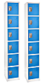 Alpine 6-Tier Steel Lockers, 72”H x 12”W x 12”D, Blue, Pack Of 2 Lockers