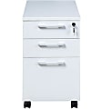 Boss Office Products Simple System 22" Vertical 3-Drawer Mobile Pedestal Box File Cabinet, White