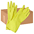 Boardwalk Flock-Lined Latex Cleaning Gloves, X-Large, Yellow, Pack Of 12 Pairs
