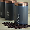 MegaChef Essential 3-Piece Kitchen Storage Canister Set, Matte Gray/Copper 1 thumbnail image